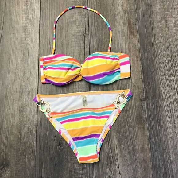 Victoria's Secret Women’s Two Piece Swim Suit Muliticolored Striped Size S/P - Picture 1 of 11